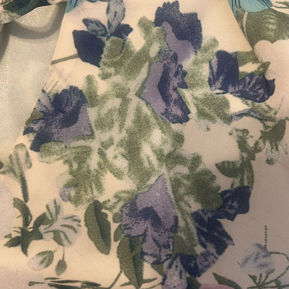 NWT Cider szXXS Floral purple green white spaghetti strap side zip dress - Picture 12 of 15